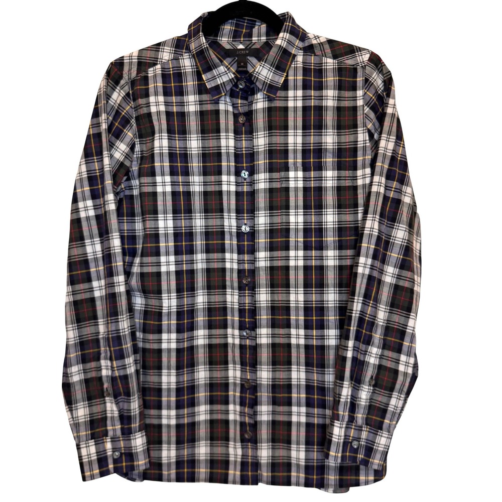 J. Crew‎ Plaid Button Down Size 10 Tartan Cotton Holiday Christmas Cabincore